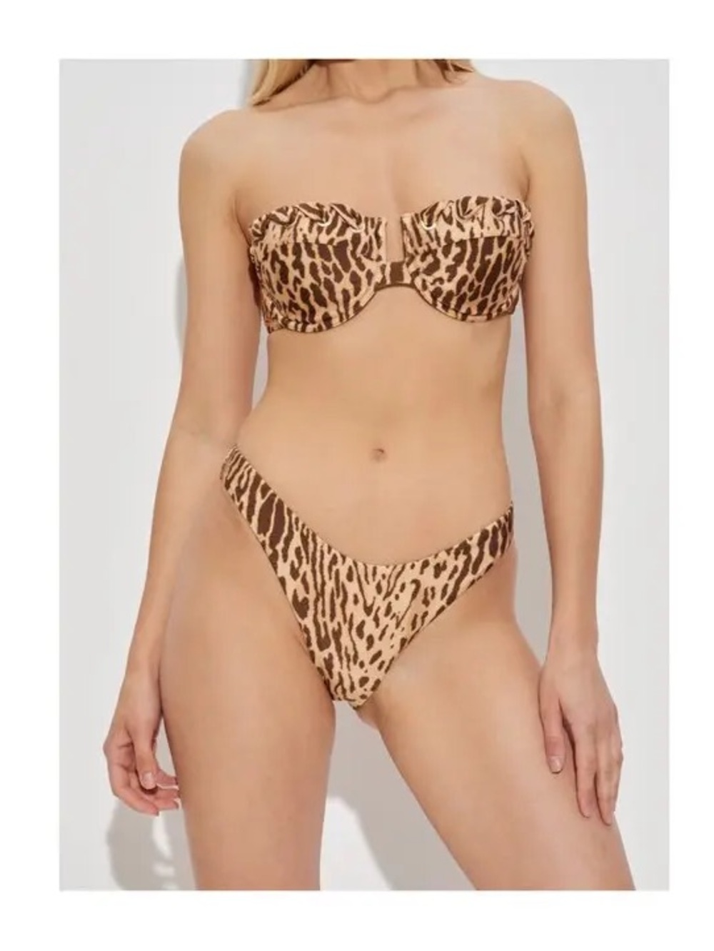 Zimmerman Cascadian leopard print underwire high cut 2 piece bikini, US 6-8.
